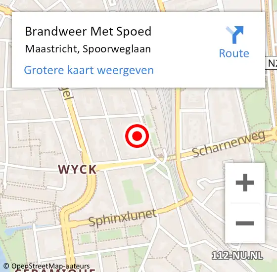 Locatie op kaart van de 112 melding: Brandweer Met Spoed Naar Maastricht, Spoorweglaan op 2 oktober 2022 22:31