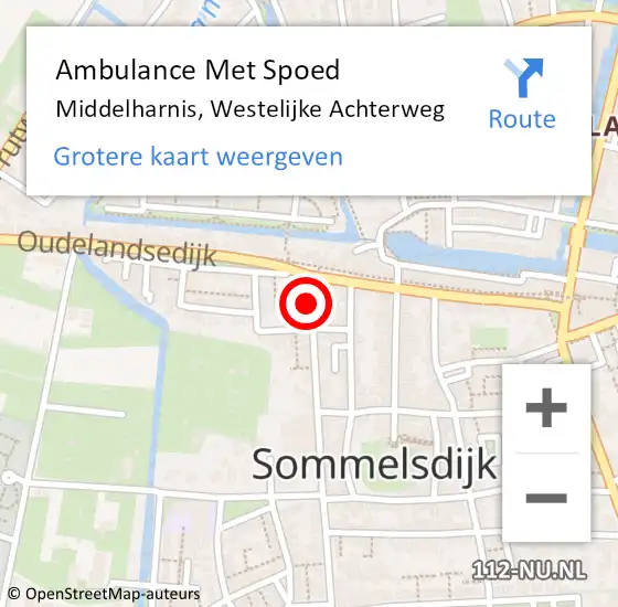 Locatie op kaart van de 112 melding: Ambulance Met Spoed Naar Middelharnis, Westelijke Achterweg op 2 oktober 2022 22:41