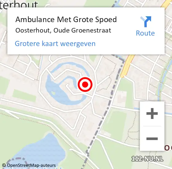 Locatie op kaart van de 112 melding: Ambulance Met Grote Spoed Naar Oosterhout, Oude Groenestraat op 2 oktober 2022 22:54