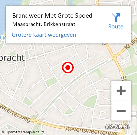 Locatie op kaart van de 112 melding: Brandweer Met Grote Spoed Naar Maasbracht, Brikkenstraat op 2 oktober 2022 23:19