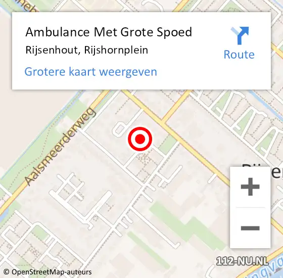 Locatie op kaart van de 112 melding: Ambulance Met Grote Spoed Naar Rijsenhout, Rijshornplein op 2 oktober 2022 23:57