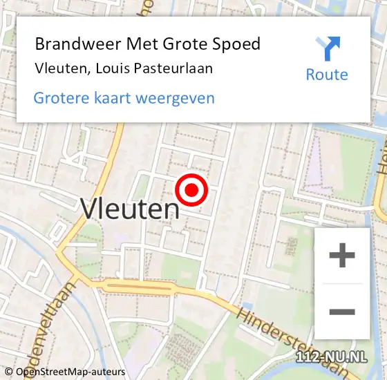 Locatie op kaart van de 112 melding: Brandweer Met Grote Spoed Naar Vleuten, Louis Pasteurlaan op 3 oktober 2022 00:00