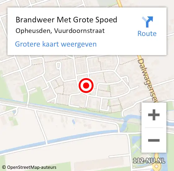 Locatie op kaart van de 112 melding: Brandweer Met Grote Spoed Naar Opheusden, Vuurdoornstraat op 3 oktober 2022 00:26