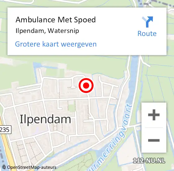 Locatie op kaart van de 112 melding: Ambulance Met Spoed Naar Ilpendam, Watersnip op 3 oktober 2022 00:31