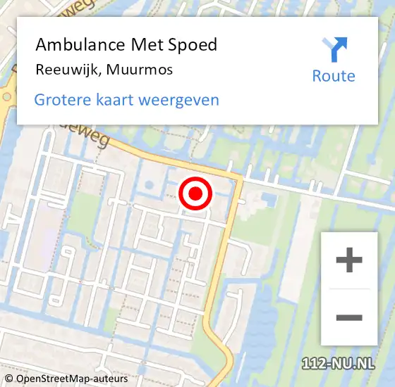 Locatie op kaart van de 112 melding: Ambulance Met Spoed Naar Reeuwijk, Muurmos op 3 oktober 2022 02:42