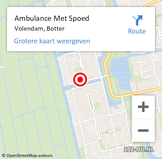 Locatie op kaart van de 112 melding: Ambulance Met Spoed Naar Volendam, Botter op 3 oktober 2022 02:50