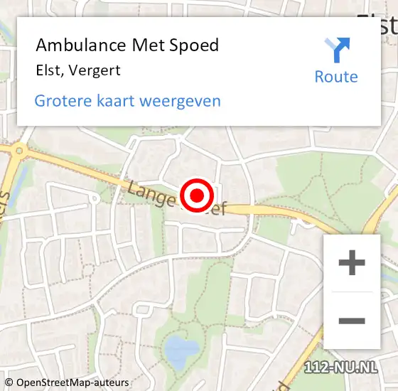 Locatie op kaart van de 112 melding: Ambulance Met Spoed Naar Elst, Vergert op 3 oktober 2022 04:30