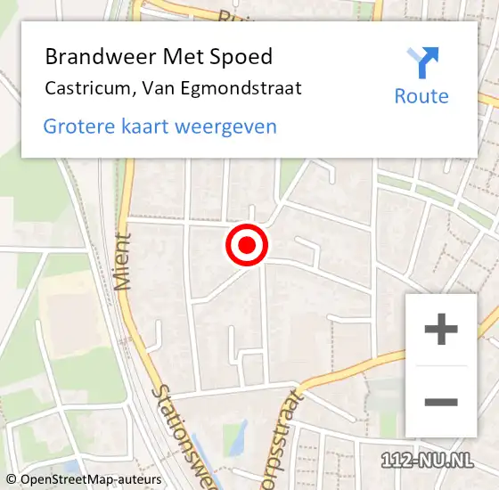 Locatie op kaart van de 112 melding: Brandweer Met Spoed Naar Castricum, Van Egmondstraat op 3 oktober 2022 05:19