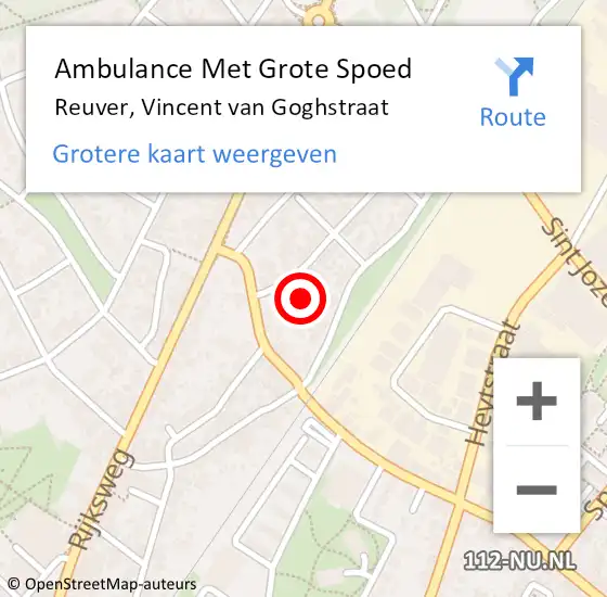 Locatie op kaart van de 112 melding: Ambulance Met Grote Spoed Naar Reuver, Vincent van Goghstraat op 3 oktober 2022 06:45