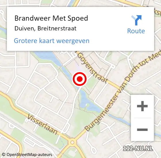 Locatie op kaart van de 112 melding: Brandweer Met Spoed Naar Duiven, Breitnerstraat op 3 oktober 2022 07:12