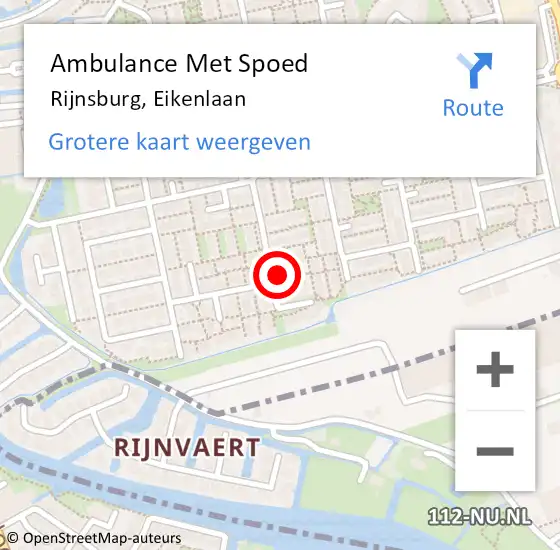 Locatie op kaart van de 112 melding: Ambulance Met Spoed Naar Rijnsburg, Eikenlaan op 3 oktober 2022 07:27