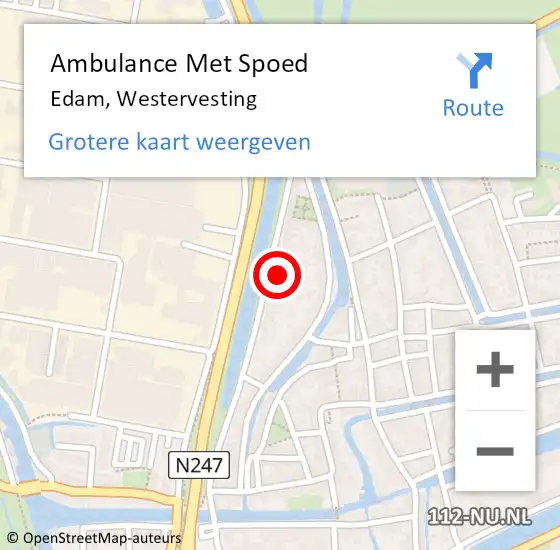 Locatie op kaart van de 112 melding: Ambulance Met Spoed Naar Edam, Westervesting op 3 oktober 2022 07:57