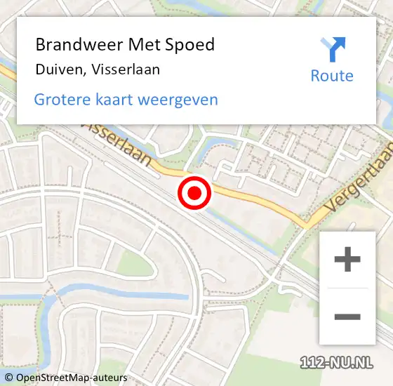 Locatie op kaart van de 112 melding: Brandweer Met Spoed Naar Duiven, Visserlaan op 3 oktober 2022 08:13