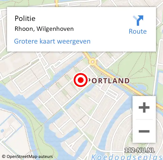 Locatie op kaart van de 112 melding: Politie Rhoon, Wilgenhoven op 3 oktober 2022 08:24