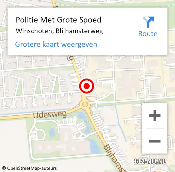 Locatie op kaart van de 112 melding: Politie Met Grote Spoed Naar Winschoten, Blijhamsterweg op 3 oktober 2022 08:28