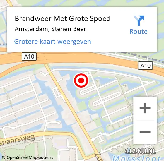 Locatie op kaart van de 112 melding: Brandweer Met Grote Spoed Naar Amsterdam, Stenen Beer op 3 oktober 2022 08:36
