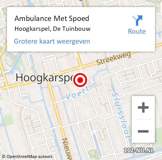 Locatie op kaart van de 112 melding: Ambulance Met Spoed Naar Hoogkarspel, De Tuinbouw op 3 oktober 2022 08:44