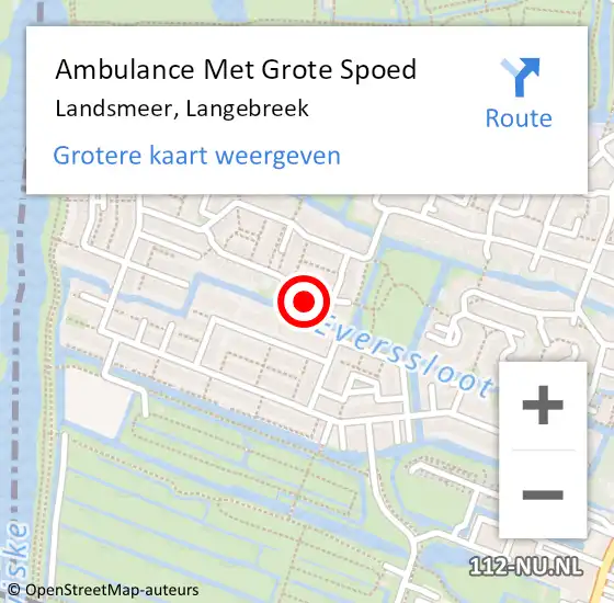 Locatie op kaart van de 112 melding: Ambulance Met Grote Spoed Naar Landsmeer, Langebreek op 3 oktober 2022 08:45
