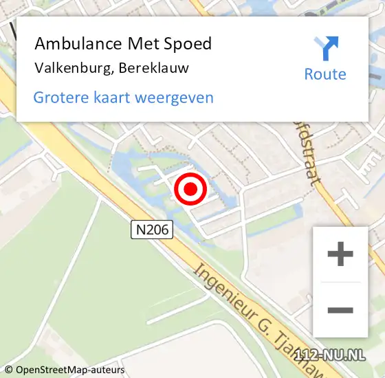 Locatie op kaart van de 112 melding: Ambulance Met Spoed Naar Valkenburg, Bereklauw op 3 oktober 2022 08:50