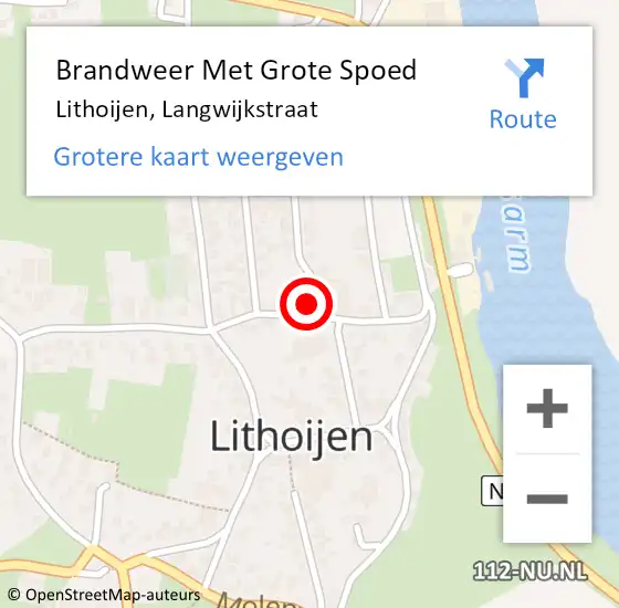 Locatie op kaart van de 112 melding: Brandweer Met Grote Spoed Naar Lithoijen, Langwijkstraat op 3 oktober 2022 09:02