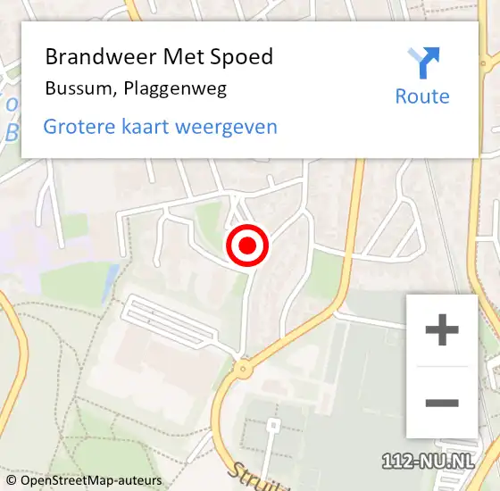 Locatie op kaart van de 112 melding: Brandweer Met Spoed Naar Bussum, Plaggenweg op 3 oktober 2022 09:15