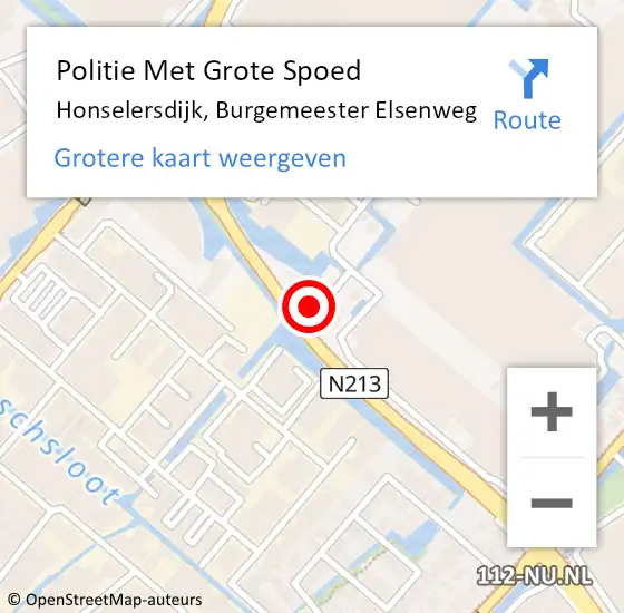 Locatie op kaart van de 112 melding: Politie Met Grote Spoed Naar Honselersdijk, Burgemeester Elsenweg op 3 oktober 2022 09:19