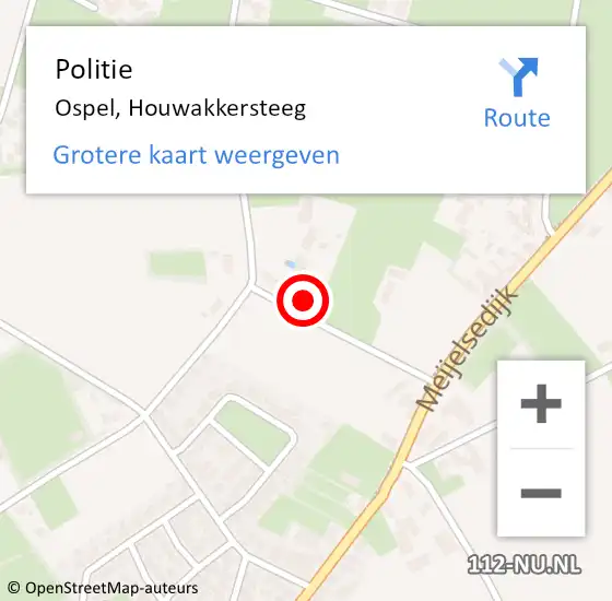 Locatie op kaart van de 112 melding: Politie Ospel, Houwakkersteeg op 3 oktober 2022 09:32