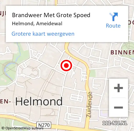 Locatie op kaart van de 112 melding: Brandweer Met Grote Spoed Naar Helmond, Ameidewal op 3 oktober 2022 09:43