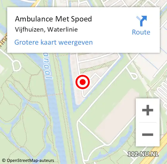 Locatie op kaart van de 112 melding: Ambulance Met Spoed Naar Vijfhuizen, Waterlinie op 3 oktober 2022 09:43