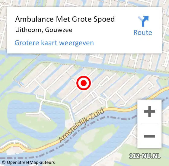 Locatie op kaart van de 112 melding: Ambulance Met Grote Spoed Naar Uithoorn, Gouwzee op 3 oktober 2022 09:51