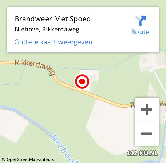 Locatie op kaart van de 112 melding: Brandweer Met Spoed Naar Niehove, Rikkerdaweg op 31 juli 2014 10:15