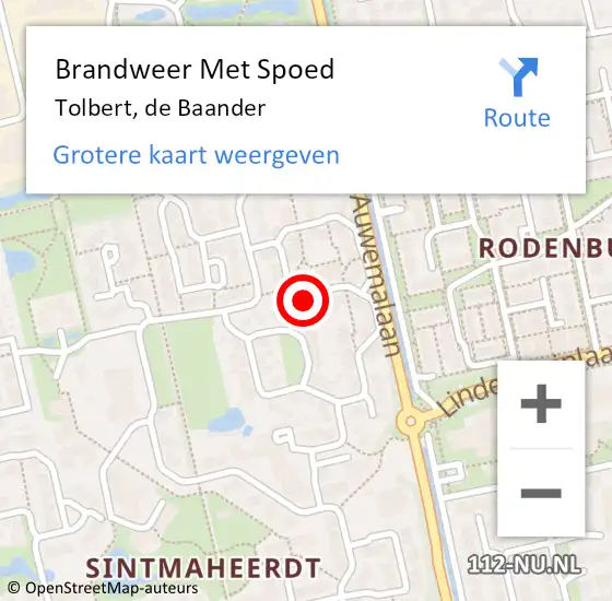 Locatie op kaart van de 112 melding: Brandweer Met Spoed Naar Tolbert, de Baander op 3 oktober 2022 10:48