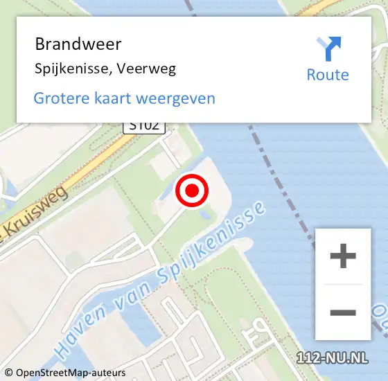 Locatie op kaart van de 112 melding: Brandweer Spijkenisse, Veerweg op 3 oktober 2022 11:00
