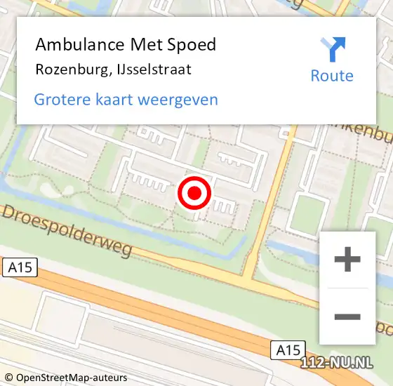 Locatie op kaart van de 112 melding: Ambulance Met Spoed Naar Rozenburg, IJsselstraat op 3 oktober 2022 11:06