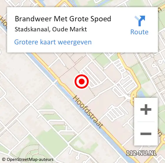 Locatie op kaart van de 112 melding: Brandweer Met Grote Spoed Naar Stadskanaal, Oude Markt op 3 oktober 2022 11:07