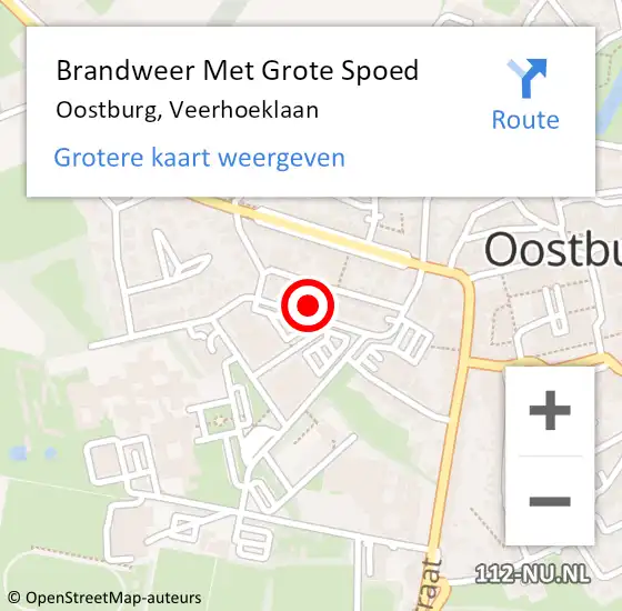 Locatie op kaart van de 112 melding: Brandweer Met Grote Spoed Naar Oostburg, Veerhoeklaan op 3 oktober 2022 11:10