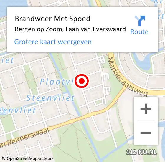 Locatie op kaart van de 112 melding: Brandweer Met Spoed Naar Bergen op Zoom, Laan van Everswaard op 3 oktober 2022 11:11