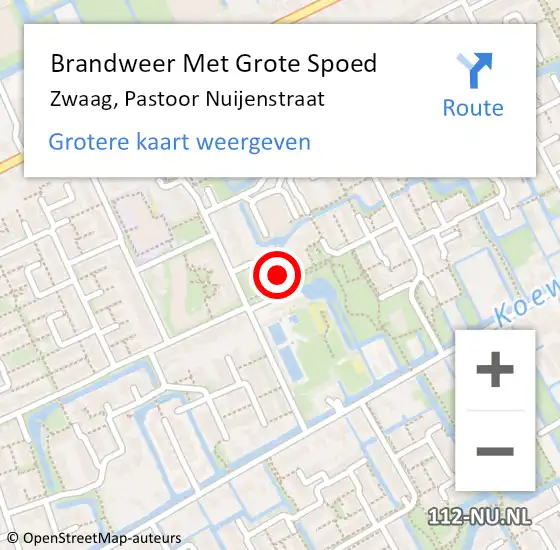 Locatie op kaart van de 112 melding: Brandweer Met Grote Spoed Naar Zwaag, Pastoor Nuijenstraat op 3 oktober 2022 11:22