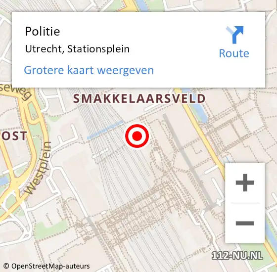 Locatie op kaart van de 112 melding: Politie Utrecht, Stationsplein op 3 oktober 2022 11:43