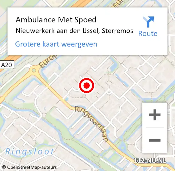 Locatie op kaart van de 112 melding: Ambulance Met Spoed Naar Nieuwerkerk aan den IJssel, Sterremos op 3 oktober 2022 11:45