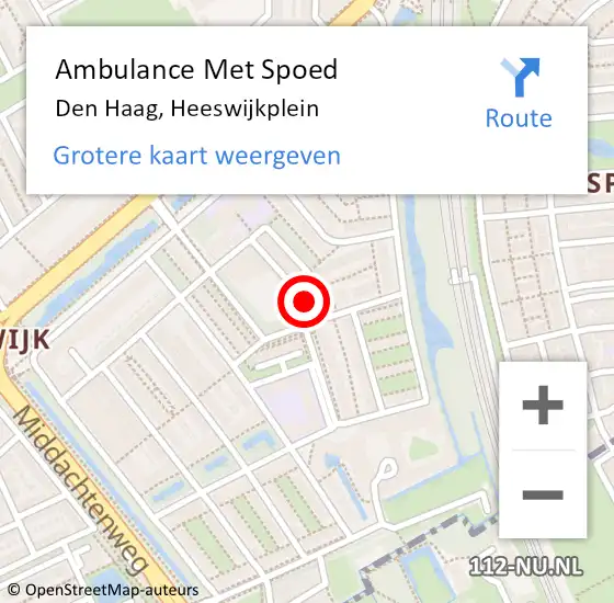 Locatie op kaart van de 112 melding: Ambulance Met Spoed Naar Den Haag, Heeswijkplein op 3 oktober 2022 11:50