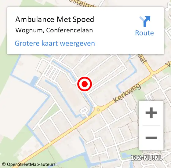 Locatie op kaart van de 112 melding: Ambulance Met Spoed Naar Wognum, Conferencelaan op 3 oktober 2022 12:02