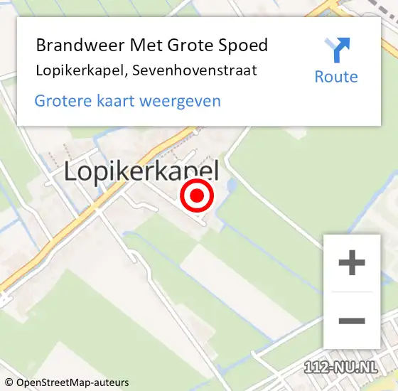 Locatie op kaart van de 112 melding: Brandweer Met Grote Spoed Naar Lopikerkapel, Sevenhovenstraat op 3 oktober 2022 12:31