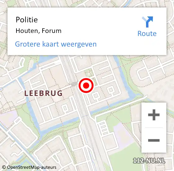 Locatie op kaart van de 112 melding: Politie Houten, Forum op 3 oktober 2022 12:38