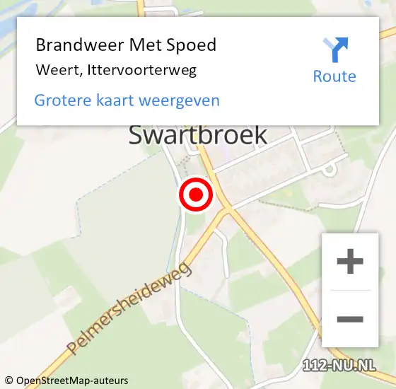 Locatie op kaart van de 112 melding: Brandweer Met Spoed Naar Weert, Ittervoorterweg op 3 oktober 2022 12:50