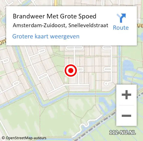 Locatie op kaart van de 112 melding: Brandweer Met Grote Spoed Naar Amsterdam-Zuidoost, Snelleveldstraat op 3 oktober 2022 13:13