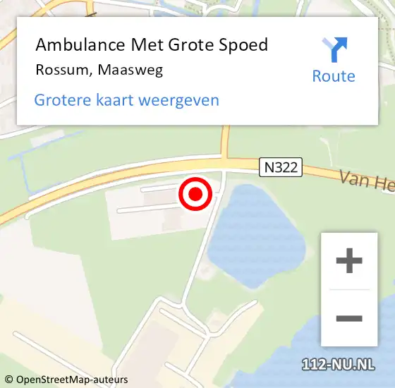 Locatie op kaart van de 112 melding: Ambulance Met Grote Spoed Naar Rossum, Maasweg op 3 oktober 2022 13:27