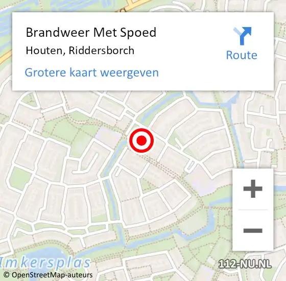 Locatie op kaart van de 112 melding: Brandweer Met Spoed Naar Houten, Riddersborch op 3 oktober 2022 13:28