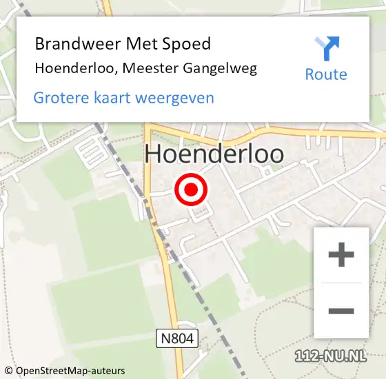 Locatie op kaart van de 112 melding: Brandweer Met Spoed Naar Hoenderloo, Meester Gangelweg op 3 oktober 2022 13:35