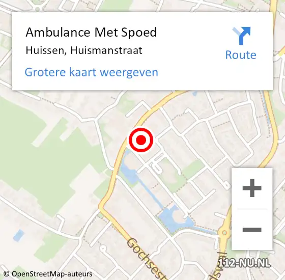 Locatie op kaart van de 112 melding: Ambulance Met Spoed Naar Huissen, Huismanstraat op 3 oktober 2022 13:44